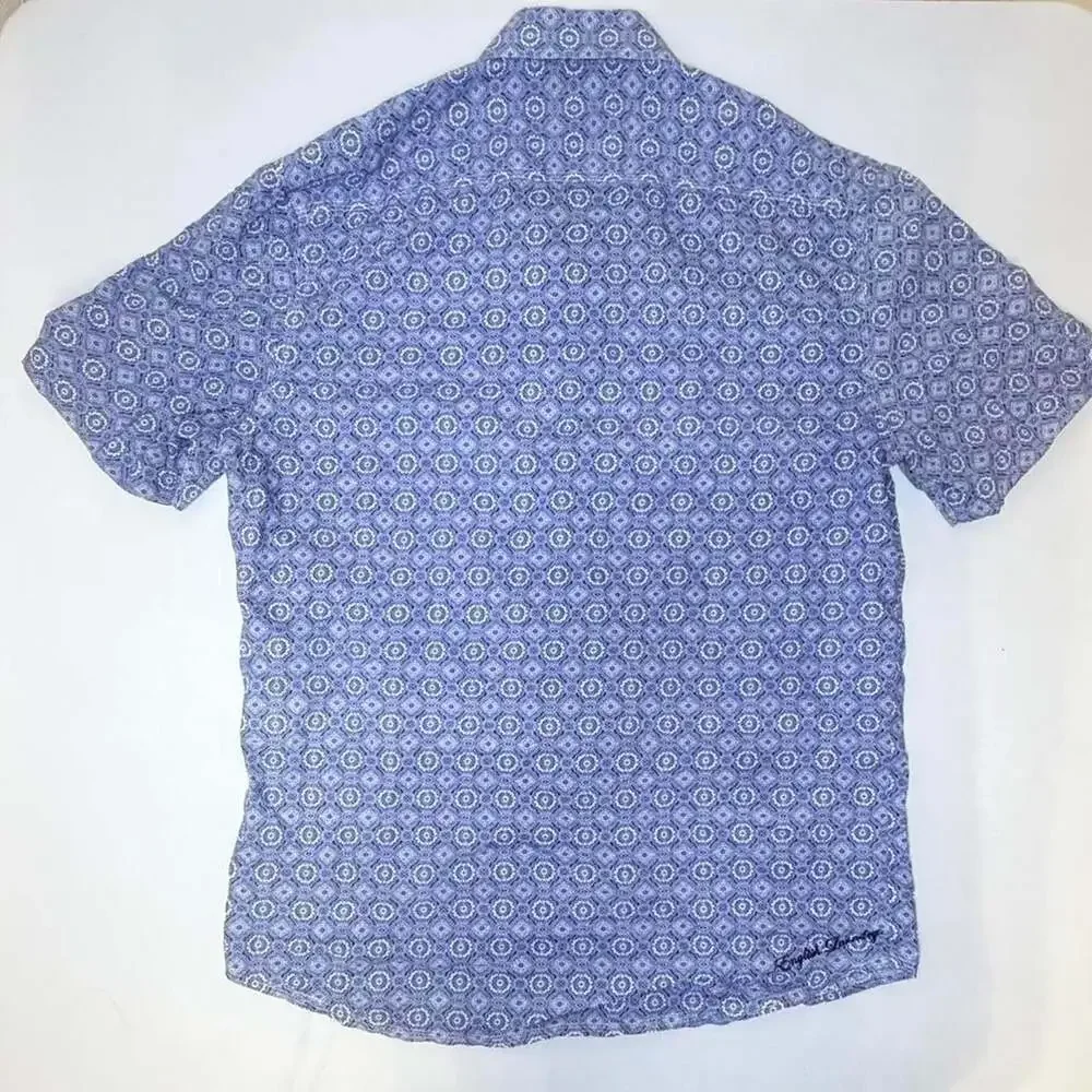 English Laundry Geometric Print Short Sleeve Button-Up Shirt - Picture 6 of 6